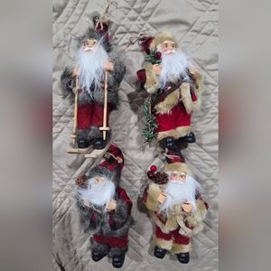 Festive Santa Claus Figurine Set - Red and White